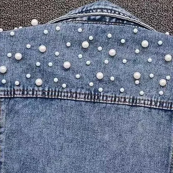 Pearl Embellished Denim Jacket - Picture 3 of 4